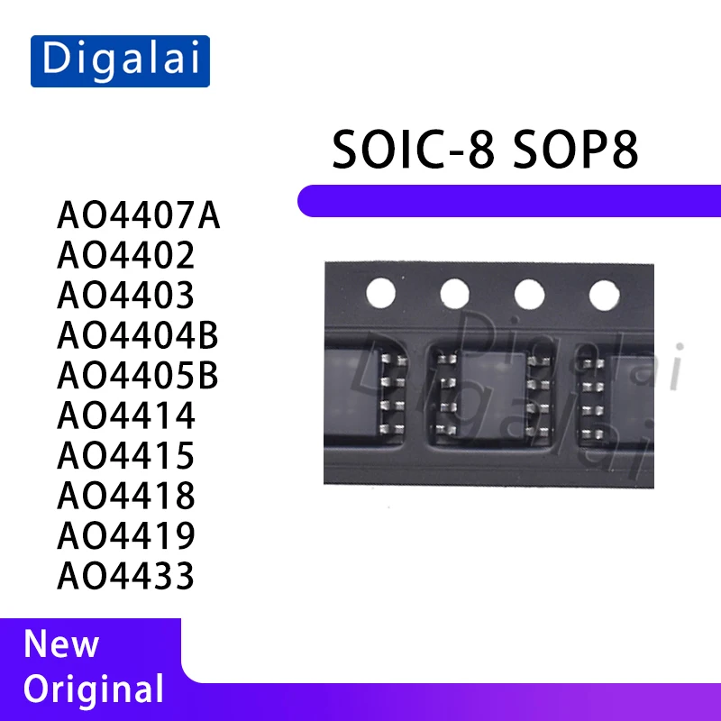 Laptop Repair MOSFET Kit AO4407A AO4402 AO4403 AO4404B AO4405 AO4414 AO4415 AO4418 4419 4433 Original for Motherboard Power Fix
Laptop Repair MOSFET Kit AO4407A AO4402 AO4403 AO4404B AO4405 AO4414 AO4415 AO4418 4419 4433 Original for Motherboard Power Fix