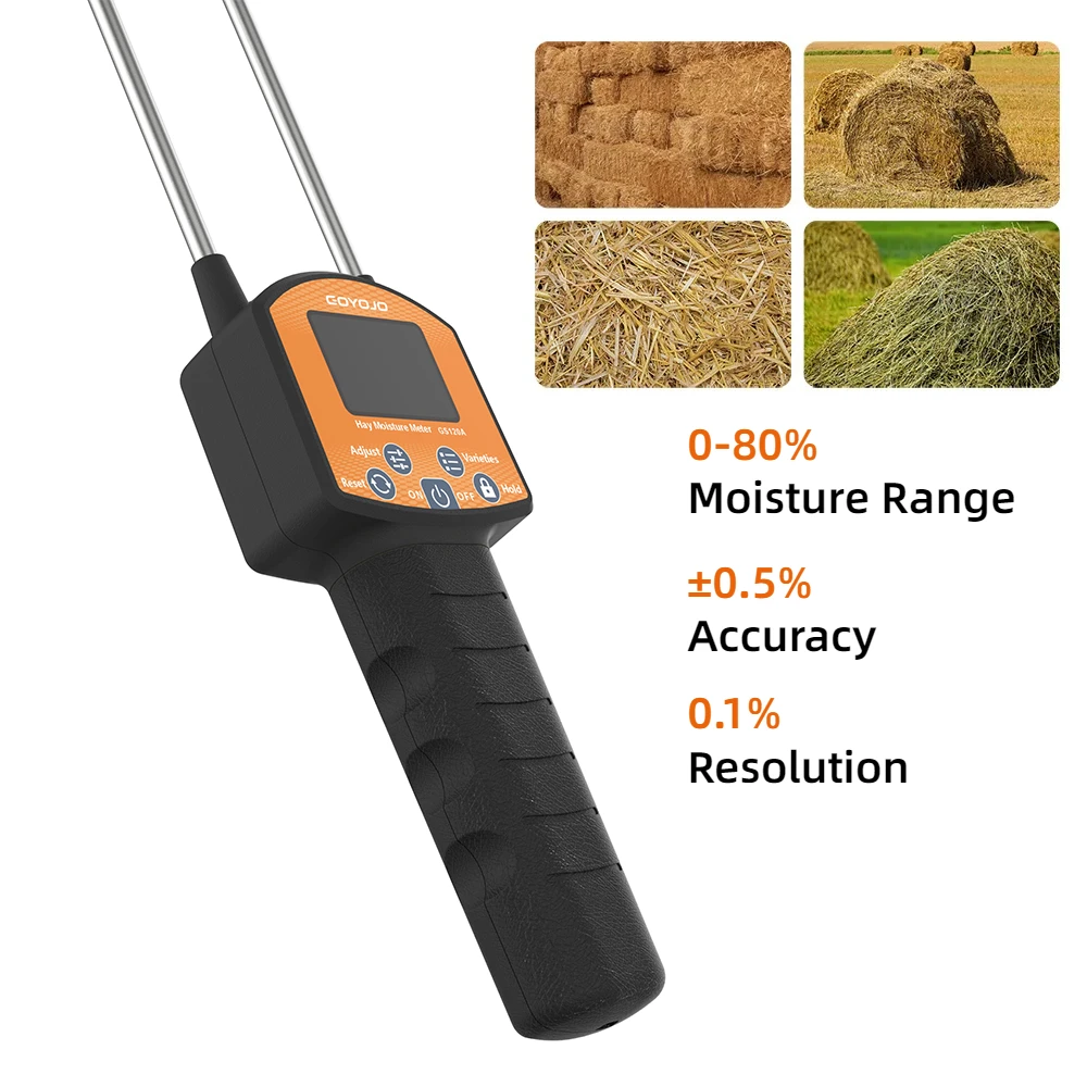 Handheld GS120A Hay Moisture Meter Digital Humidity Content Tester Grass Hygrometer for Cereal Forage Grass Leymus Bamboo
Handheld GS120A Hay Moisture Meter Digital Humidity Content Tester Grass Hygrometer for Cereal Forage Grass Leymus Bamboo