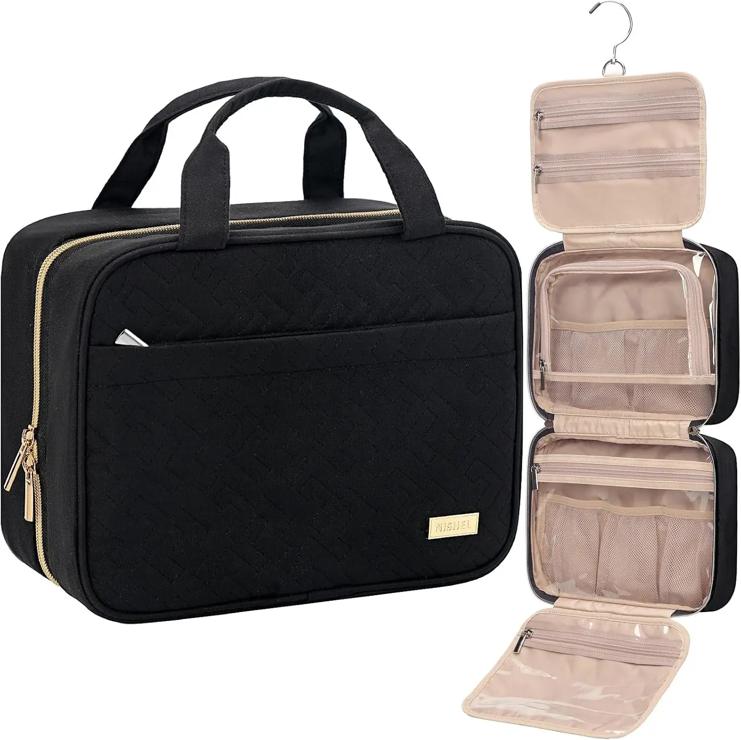 Portable Hanging Toiletry Bag for Women, Travel Organizer for Shampoo, Conditioner, Makeup, Medium, Black
Portable Hanging Toiletry Bag for Women, Travel Organizer for Shampoo, Conditioner, Makeup, Medium, Black