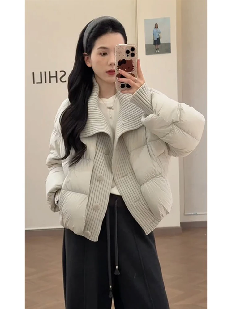 Korean Style Knitted Long Sleeve Cotton Jacket Women's Winter New Single Button Warm Patchwork Collar Coat MARIE. A264837
Korean Style Knitted Long Sleeve Cotton Jacket Women's Winter New Single Button Warm Patchwork Collar Coat MARIE. A264837