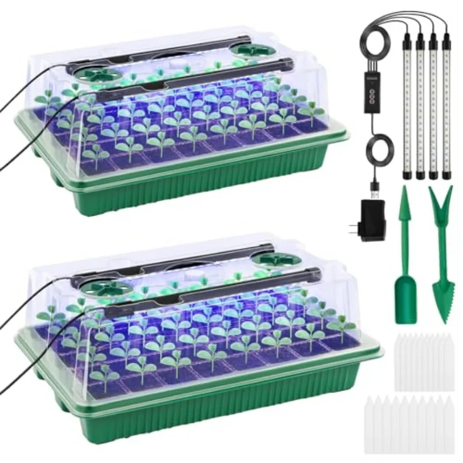 Seed Starter Tray with Timed Grow Light 2 Pack 80 Cells Plant Starter Tray Seedling Starter Kit with Humidity Domes Base Indoor
Seed Starter Tray with Timed Grow Light 2 Pack 80 Cells Plant Starter Tray Seedling Starter Kit with Humidity Domes Base Indoor