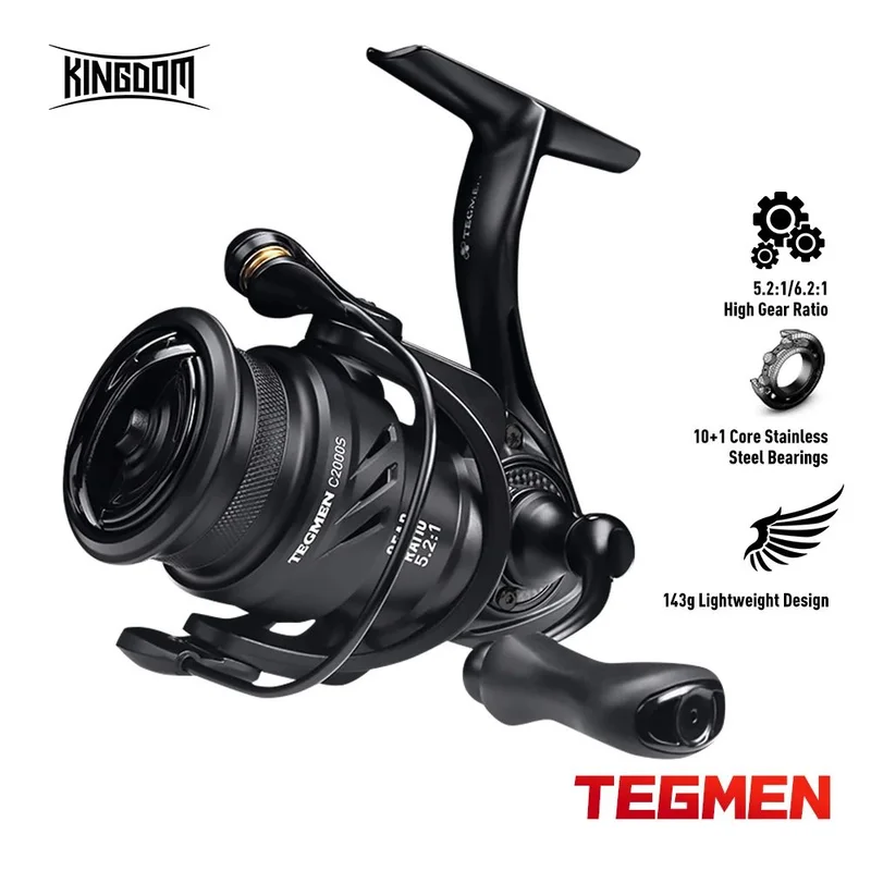Kingdom Tegmen 5.2:1 6.2:1 High Speed Gear Ratio Spinning Fishing Reels light to 143g Carbon 9kg Max Drag 10+1 Bearing Quantity
Kingdom Tegmen 5.2:1 6.2:1 High Speed Gear Ratio Spinning Fishing Reels light to 143g Carbon 9kg Max Drag 10+1 Bearing Quantity