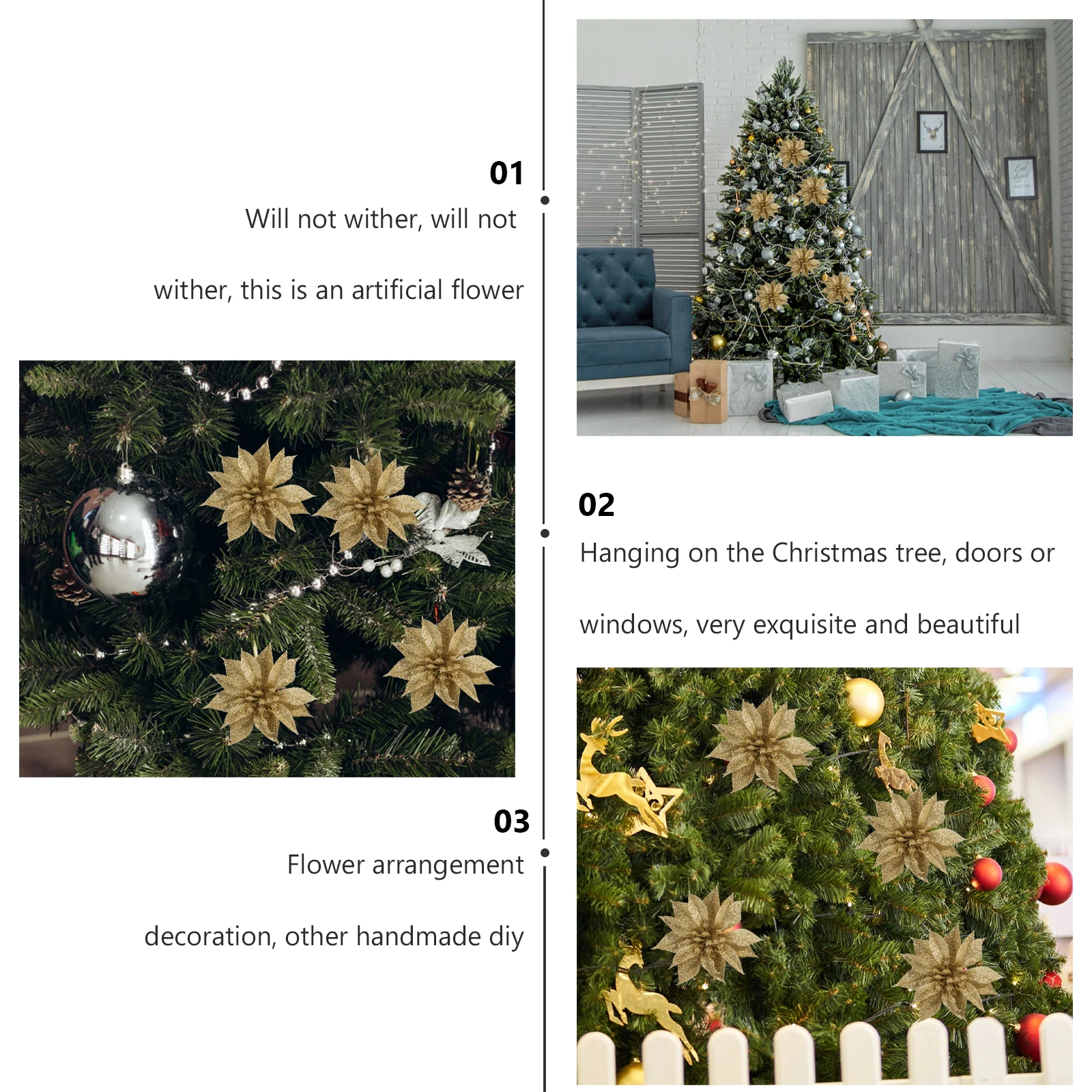 12 Pcs Hanging Decor Gold Christmas Simulated Flower Tree Hanging Decor Simulated Cloth Flower Xmas Pendant Reusable
12 Pcs Hanging Decor Gold Christmas Simulated Flower Tree Hanging Decor Simulated Cloth Flower Xmas Pendant Reusable