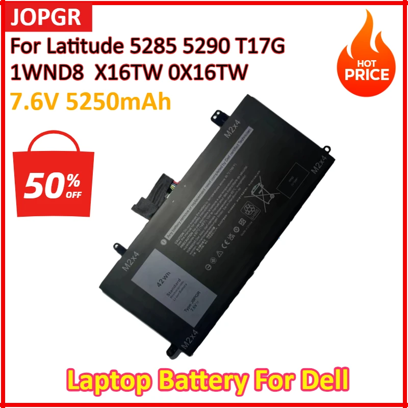 7.6V 42Wh JOPGR J0PGR Laptop Battery Replacement for Dell Latitude 12 5285 5290 2-in-1 T17G 0J0PGR 1WND8 X16TW 0X16TW 0FTH6F
7.6V 42Wh JOPGR J0PGR Laptop Battery Replacement for Dell Latitude 12 5285 5290 2-in-1 T17G 0J0PGR 1WND8 X16TW 0X16TW 0FTH6F