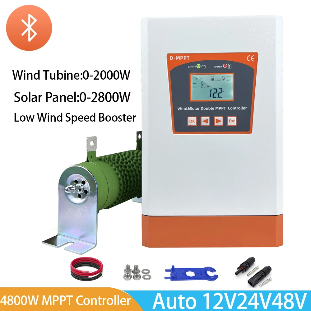 4800W Dual MPPT Hybrid Wind Solar Power System Charge Bluetooth function For 12V 24V 48V Lifep04 Battery For 2KW Wind Turbine
4800W Dual MPPT Hybrid Wind Solar Power System Charge Bluetooth function For 12V 24V 48V Lifep04 Battery For 2KW Wind Turbine
