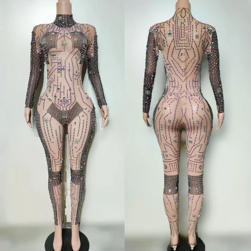 Full Rhinestones Jumpsuit Sexy Mesh Performance Gogo Costume Women Stage Rave Outfit Nightclub Dj Ds Jazz Clothing XS11187
Full Rhinestones Jumpsuit Sexy Mesh Performance Gogo Costume Women Stage Rave Outfit Nightclub Dj Ds Jazz Clothing XS11187