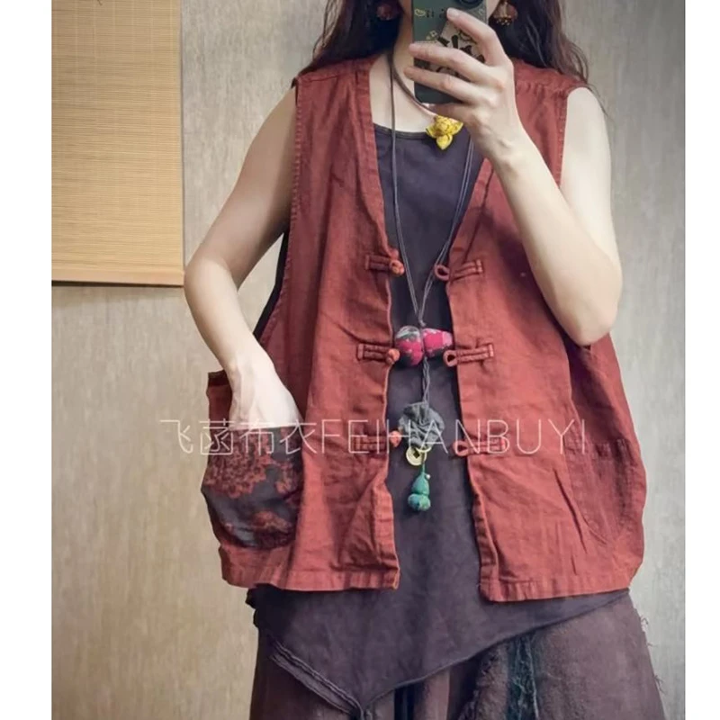 2026 New Spring/summer Cotton Linen Outerwear & Coats Women Casual Print Patchwork V-neck Single Breasted Sleeveless Vest F63
2026 New Spring/summer Cotton Linen Outerwear & Coats Women Casual Print Patchwork V-neck Single Breasted Sleeveless Vest F63
