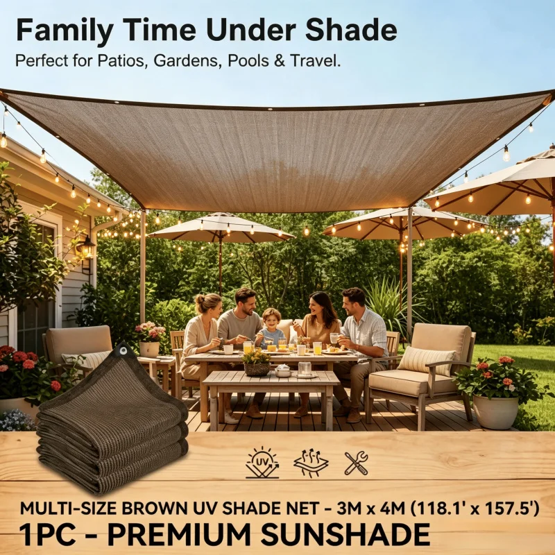 Heavy Duty Brown UV Protection Canopy Net for Outdoor Shade & Pool Shade, Multiple Sizes Available: 3M x 4M - 1PC
Heavy Duty Brown UV Protection Canopy Net for Outdoor Shade & Pool Shade, Multiple Sizes Available: 3M x 4M - 1PC