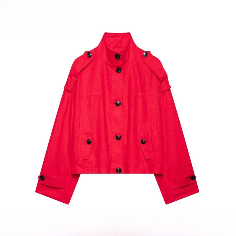 Fashionable Simple Stand Collar Short Jacket Women's New Arrival Spring Summer Polyester Fiber Long Sleeve Button Closure
Fashionable Simple Stand Collar Short Jacket Women's New Arrival Spring Summer Polyester Fiber Long Sleeve Button Closure