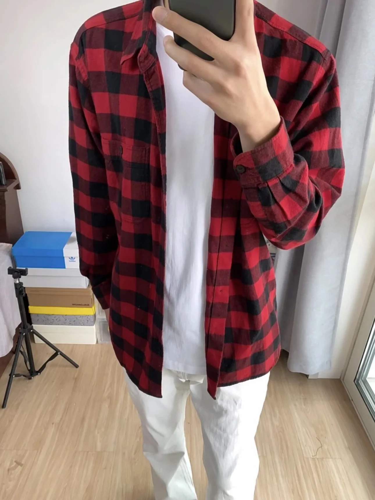 Vintage Plaid Long Sve Men's irt Color Blo Red Bla Spring Autumn Couple's Cheered Top Loose Fit Regular Thin
Vintage Plaid Long Sve Men's irt Color Blo Red Bla Spring Autumn Couple's Cheered Top Loose Fit Regular Thin