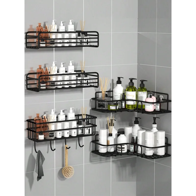 1pc Iron Bathroom Storage Rack, Black Non Perforated Wall Mounted Storage Rack, Bathroom bathroom accessories
1pc Iron Bathroom Storage Rack, Black Non Perforated Wall Mounted Storage Rack, Bathroom bathroom accessories