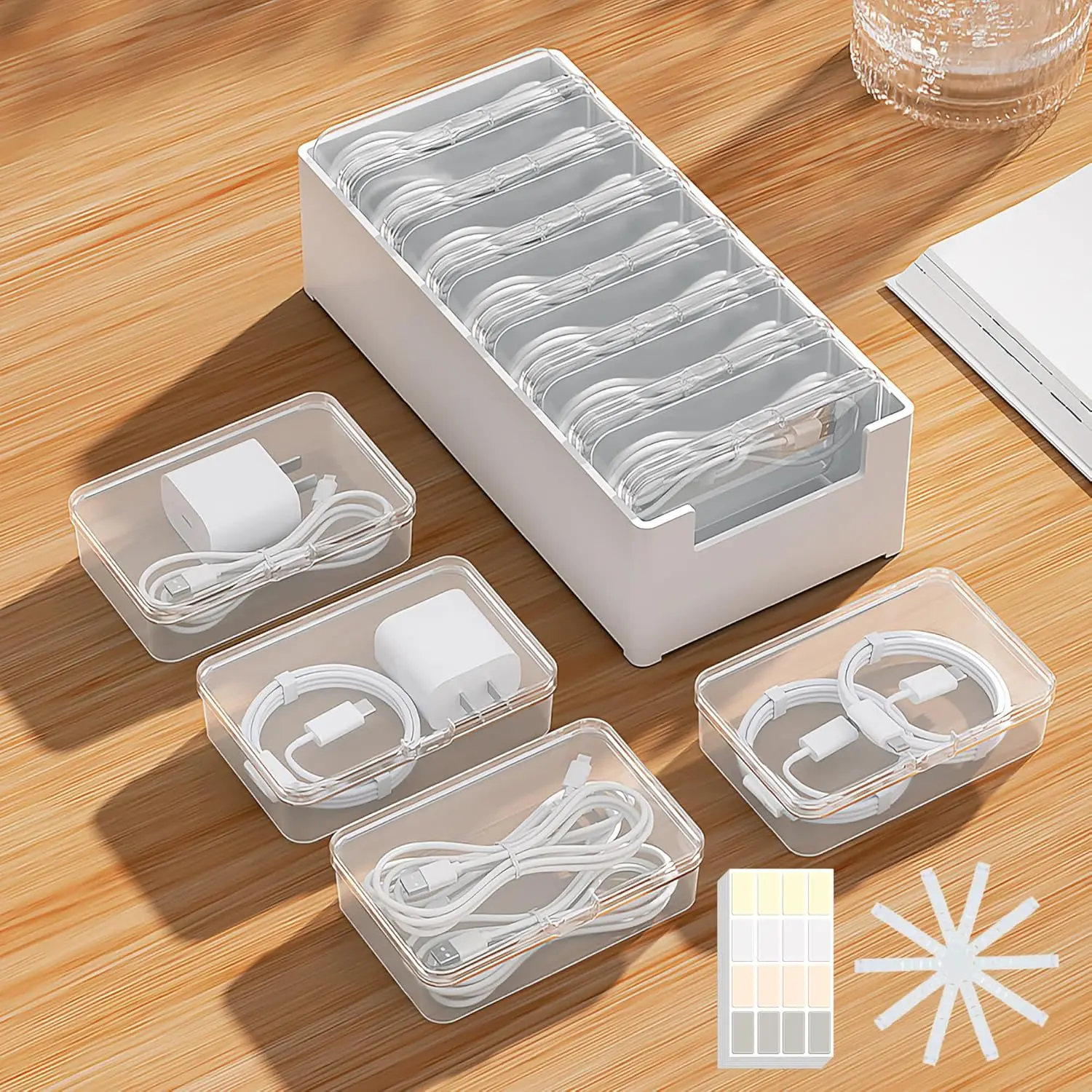 7 Case Cable Storage Box with Cable Straps and Label Stickers, Travel Cord Organizer for Charging Cables, USB Wires, Earphones
7 Case Cable Storage Box with Cable Straps and Label Stickers, Travel Cord Organizer for Charging Cables, USB Wires, Earphones