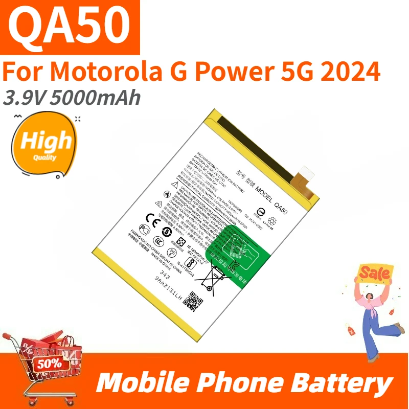 High Quality QA50 Mobile Phone Battery 3.9V 5000mAh For Motorola G Power 5G 2024 Brand New Replacement Battery
High Quality QA50 Mobile Phone Battery 3.9V 5000mAh For Motorola G Power 5G 2024 Brand New Replacement Battery