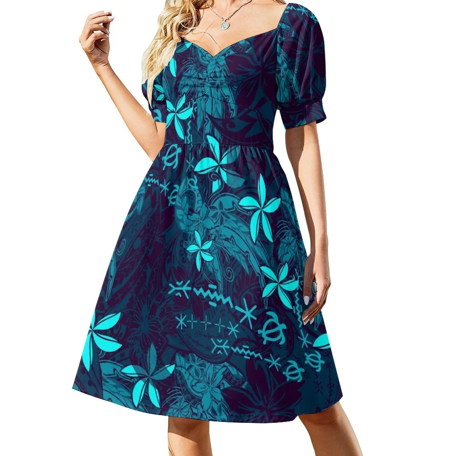 Polynesian Teal Tribal Leaf And Floral Printed Sleeveless Dress dress women summer 2023 party dress women elegant luxury
Polynesian Teal Tribal Leaf And Floral Printed Sleeveless Dress dress women summer 2023 party dress women elegant luxury