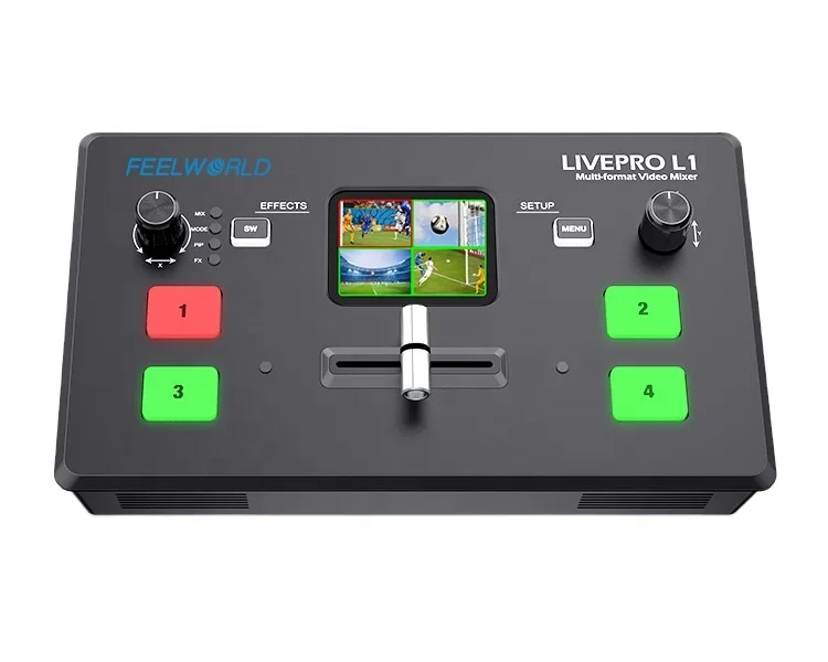 Профессиональный коммутатор видео в реальном времени LIVEPRO L1V1 FEELWORLD 4xHDMI, многоформатный, совместимый с Blackmagic ATEM
Профессиональный коммутатор видео в реальном времени LIVEPRO L1V1 FEELWORLD 4xHDMI, многоформатный, совместимый с Blackmagic ATEM