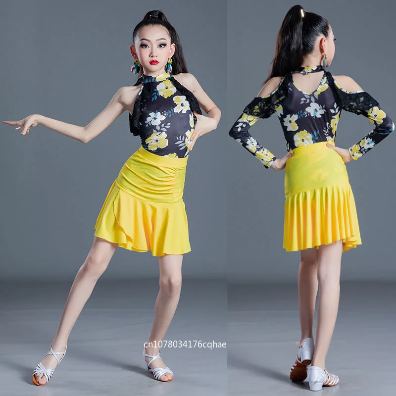 Girls Printing Latin Dance Dress Practice Set Summer Standard Art Test Split Dance Skirt Suit Performance Competition Dance Wear
Girls Printing Latin Dance Dress Practice Set Summer Standard Art Test Split Dance Skirt Suit Performance Competition Dance Wear