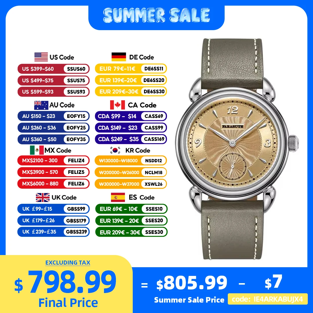 FARASUTE Top Brand Luxury Manual Mechanical Watch Mens Swiss SW261 Movement 5Bar Waterproof Stainless Steel Sapphire Wristwatch
FARASUTE Top Brand Luxury Manual Mechanical Watch Mens Swiss SW261 Movement 5Bar Waterproof Stainless Steel Sapphire Wristwatch