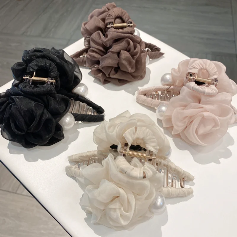 Elegant Double Sided Pleated Mesh Floral Hair Claws Headband Back Head Shark Clip Sweet Hair Clip Hairpin Women Hair Accessory
Elegant Double Sided Pleated Mesh Floral Hair Claws Headband Back Head Shark Clip Sweet Hair Clip Hairpin Women Hair Accessory