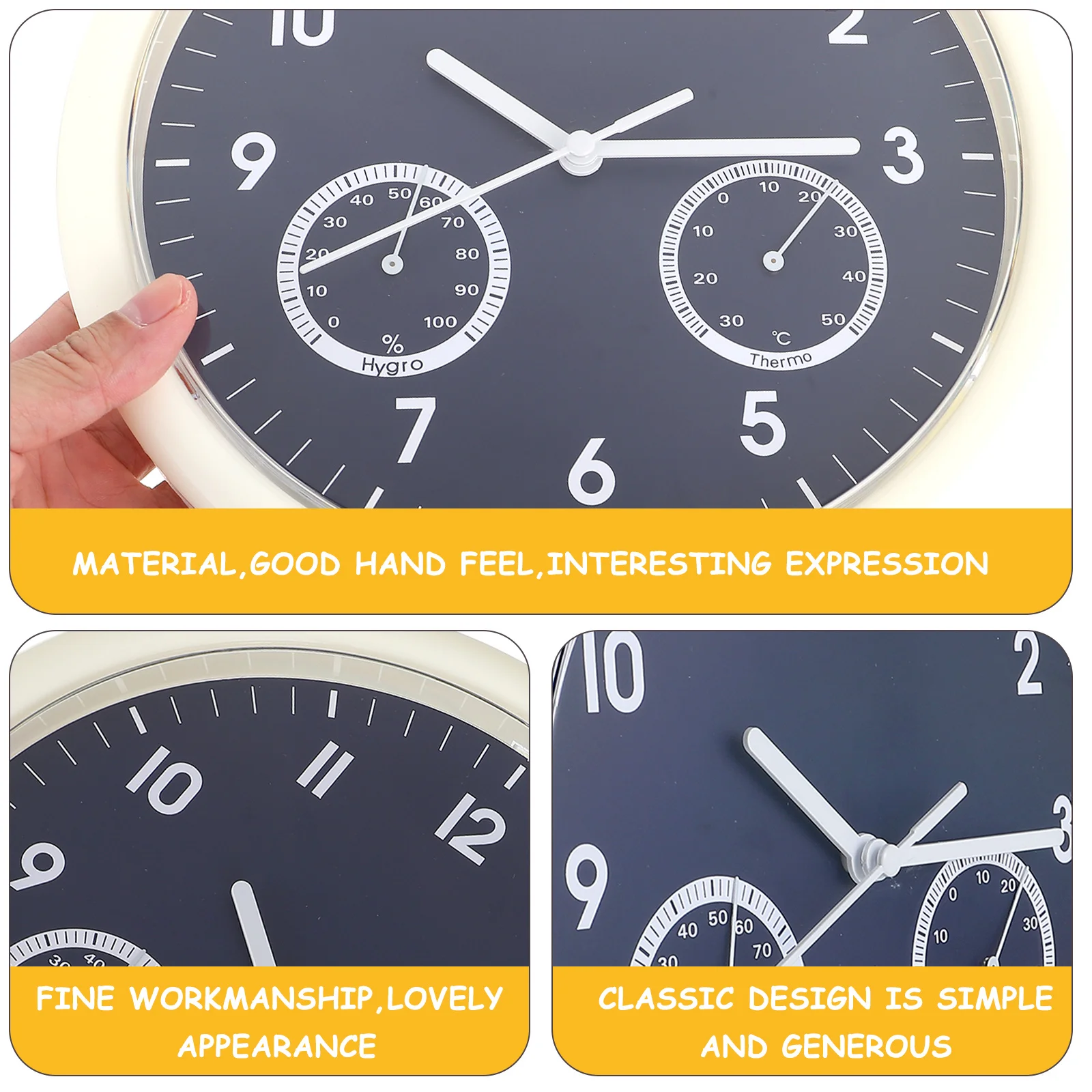 Silent Wall Clock Round Decorative with Thermometer Hygrometer Accurate Temperature Humidity Meter Easy Hang Sturdy Lightweight
Silent Wall Clock Round Decorative with Thermometer Hygrometer Accurate Temperature Humidity Meter Easy Hang Sturdy Lightweight