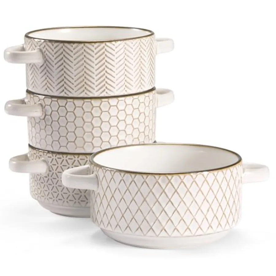 Ceramic Soup Bowls with Handles Embossed for French Onion Soup Pastas Ramen Stews Microwave and Dishwasher Safe Ivory with Hand
Ceramic Soup Bowls with Handles Embossed for French Onion Soup Pastas Ramen Stews Microwave and Dishwasher Safe Ivory with Hand