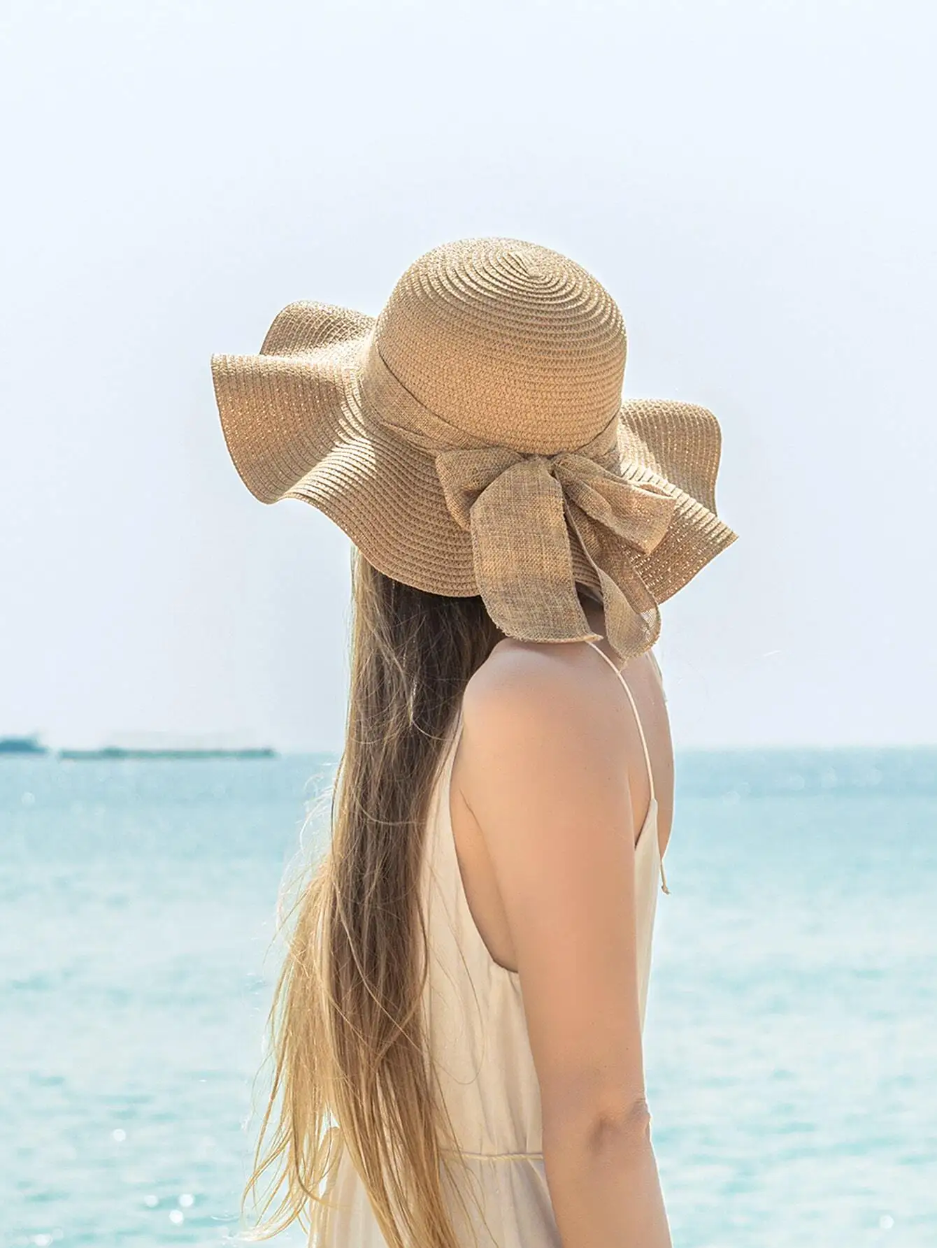 1pc Women's Spring/Summer Sun Hat With Wave Brim And Ribbon, Ideal For Beach, Travel Or Vacation Boho
1pc Women's Spring/Summer Sun Hat With Wave Brim And Ribbon, Ideal For Beach, Travel Or Vacation Boho