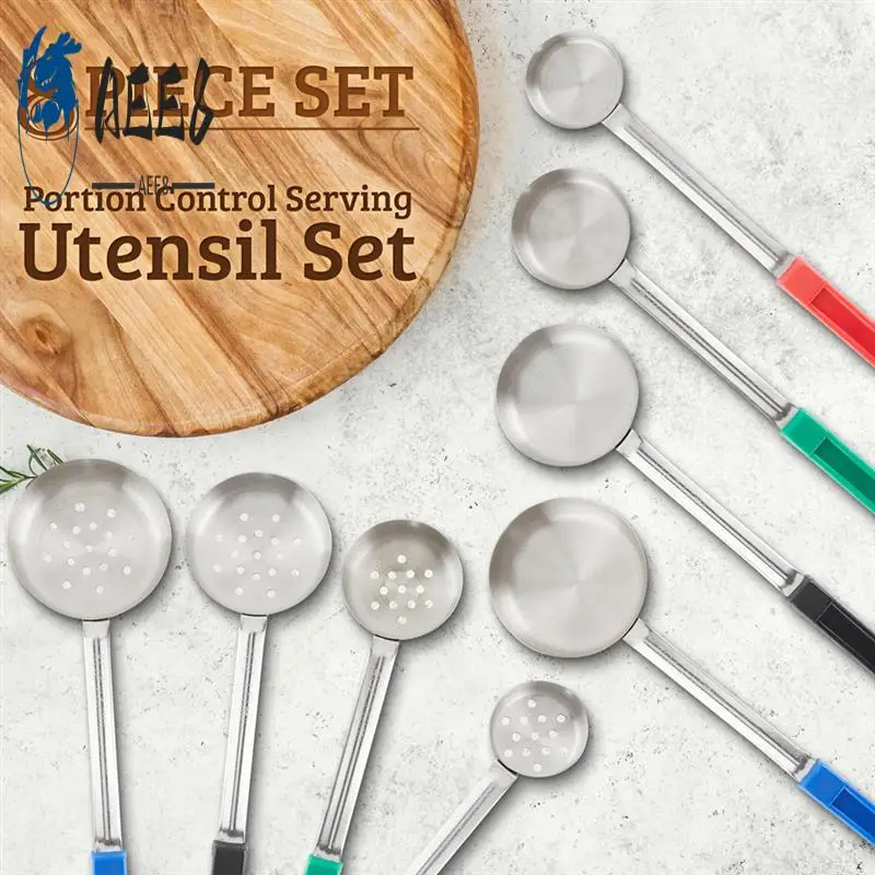 AEE8-Portion Control Serving Utensil Set,Stainless Steel Portion Control Serving Spoon 8 Piece Combo Set 2Oz, 4Oz,6Oz,8Oz
AEE8-Portion Control Serving Utensil Set,Stainless Steel Portion Control Serving Spoon 8 Piece Combo Set 2Oz, 4Oz,6Oz,8Oz