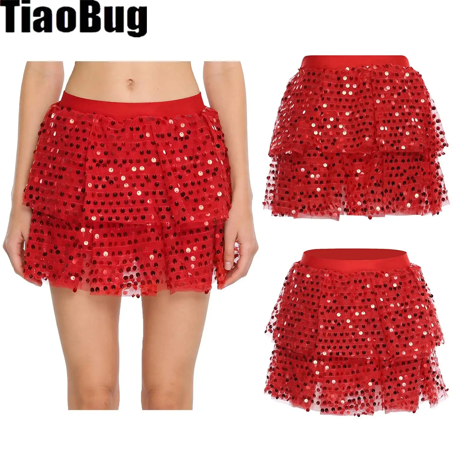 Womens Shiny Sequins Tutu Skirt Tiered Mesh Hem Pleated Skirt Miniskirt for Disco Clubbing Cheerleading Uniform Raves Party
Womens Shiny Sequins Tutu Skirt Tiered Mesh Hem Pleated Skirt Miniskirt for Disco Clubbing Cheerleading Uniform Raves Party