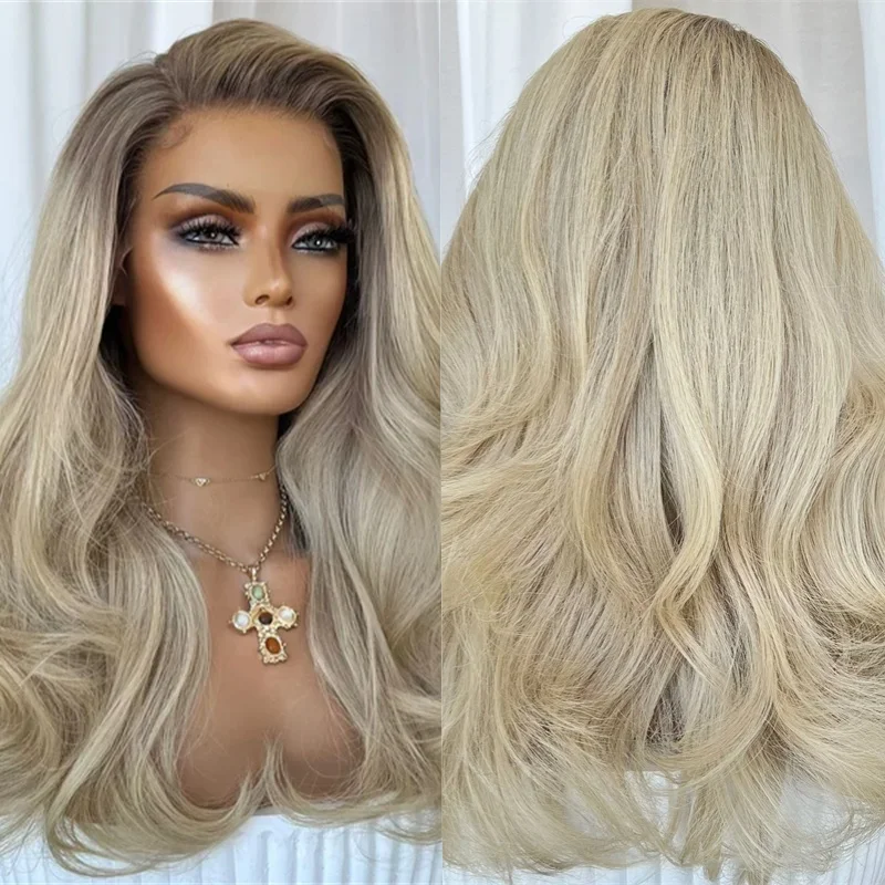 High Quality Wig Free Part Ombre Ash Blonde Synthetic Lace Front Wig Natural Preplucked Hairline Soft Natural Loose Wave Wig
High Quality Wig Free Part Ombre Ash Blonde Synthetic Lace Front Wig Natural Preplucked Hairline Soft Natural Loose Wave Wig