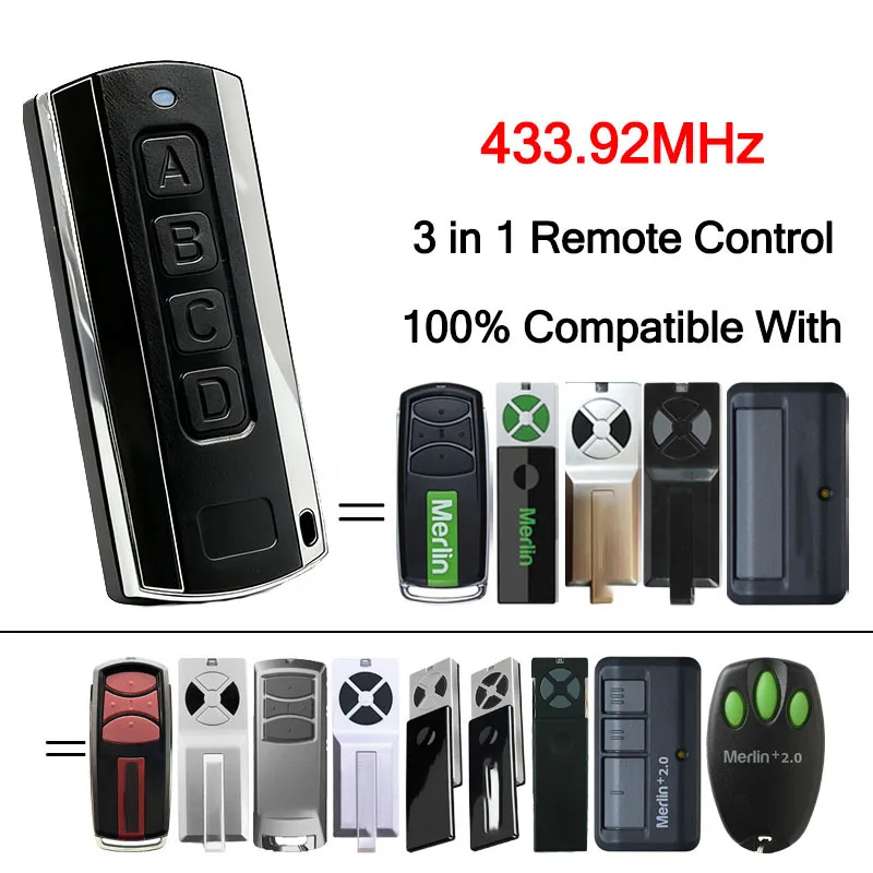 E940C E950C Merlin E960M E950M E945M E943M HomEntry HE952 TX2EV TX4UNI Garage Remote Control 433.92MHz
E940C E950C Merlin E960M E950M E945M E943M HomEntry HE952 TX2EV TX4UNI Garage Remote Control 433.92MHz