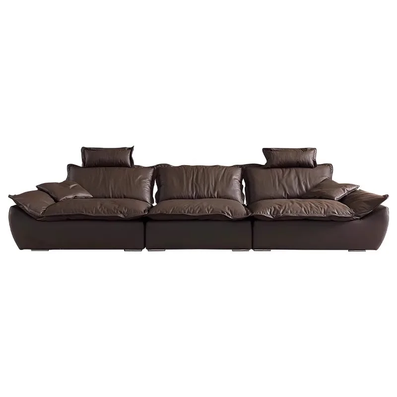 Leather sofa adjustable backrest Italian minimalist living room furniture down straight row leather art combination
Leather sofa adjustable backrest Italian minimalist living room furniture down straight row leather art combination