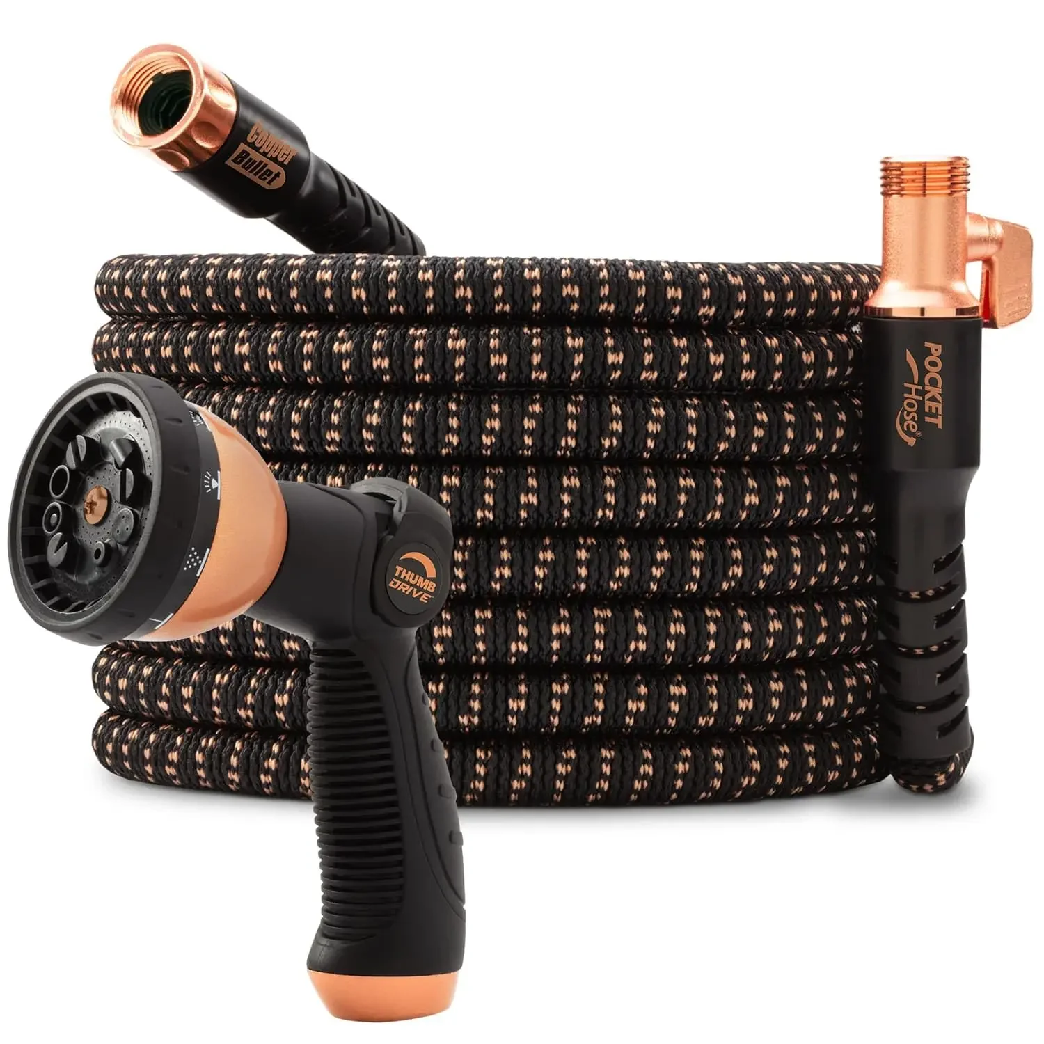 Copper Bullet Expandable Garden Hose 100 FT w/10 Pattern Thumb Spray Nozzle AS-SEEN-ON-TV 650psi 3/4 in Patented Lead-Free
Copper Bullet Expandable Garden Hose 100 FT w/10 Pattern Thumb Spray Nozzle AS-SEEN-ON-TV 650psi 3/4 in Patented Lead-Free