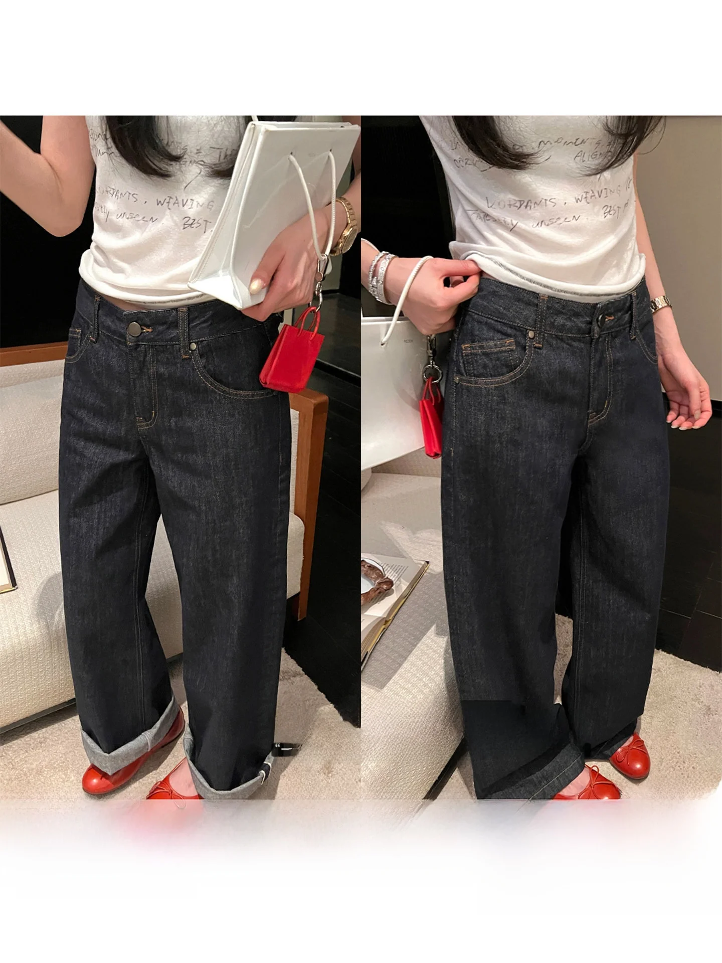 Low Waist Straight Leg Jeans Vintage Turn up Denim Pants Heavy Duty Cotton Ladies Trousers Simple Style Spring Collection
Low Waist Straight Leg Jeans Vintage Turn up Denim Pants Heavy Duty Cotton Ladies Trousers Simple Style Spring Collection