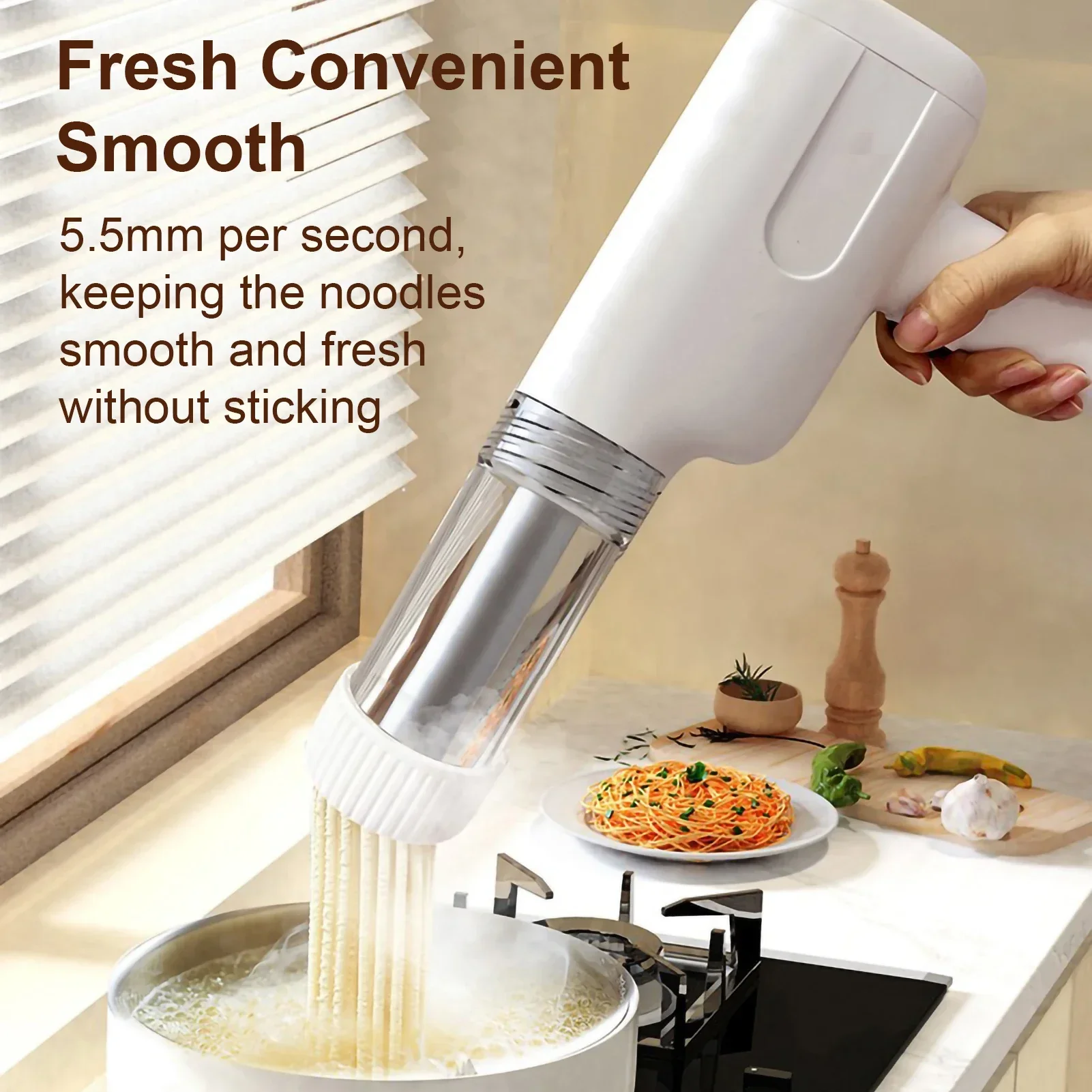 Wireless Handheld Electric Pasta Maker Automatic Noodle Press Machine with 6 Molds Fast Easy Dough Pressing for Home Use
Wireless Handheld Electric Pasta Maker Automatic Noodle Press Machine with 6 Molds Fast Easy Dough Pressing for Home Use