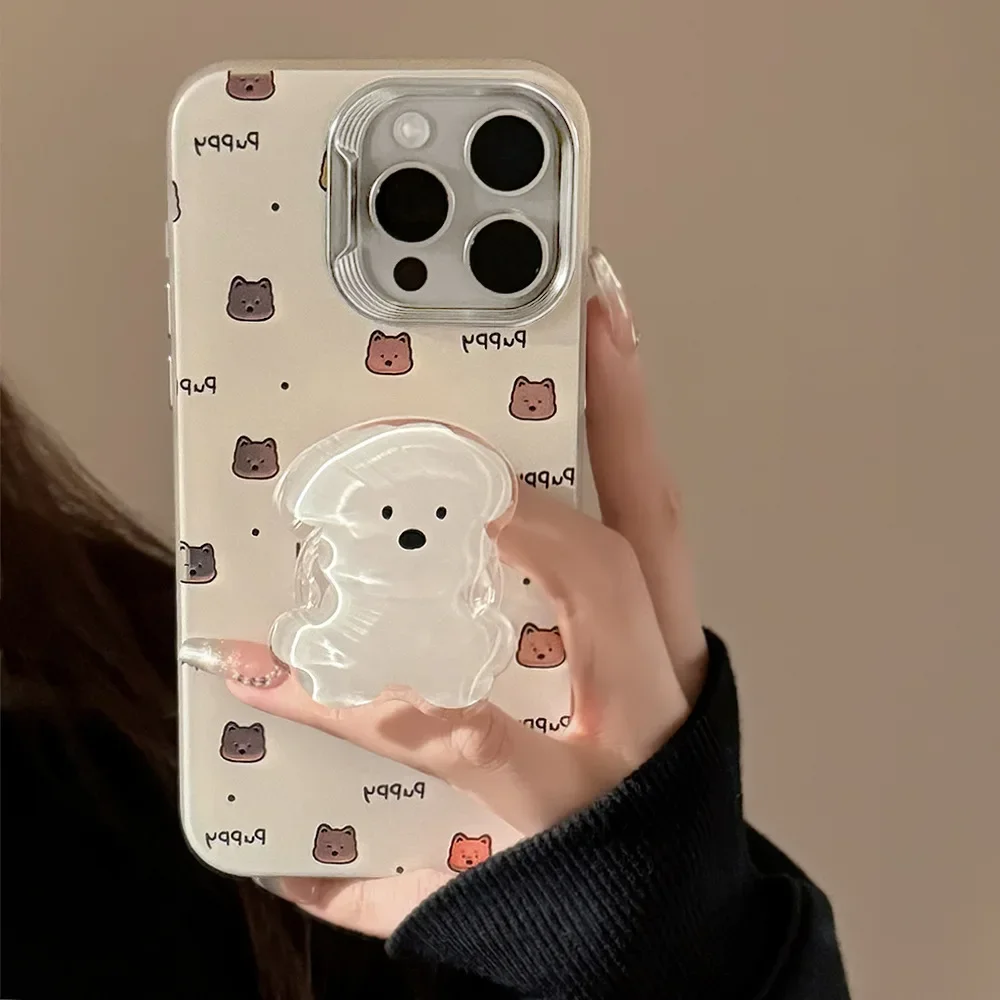 Korean Laser Cute Cartoon Puppy Stand Holder Grip Tok Phone Case for iPhone 16 15 14 13 12 Pro Max Shockproof Protective Cover
Korean Laser Cute Cartoon Puppy Stand Holder Grip Tok Phone Case for iPhone 16 15 14 13 12 Pro Max Shockproof Protective Cover