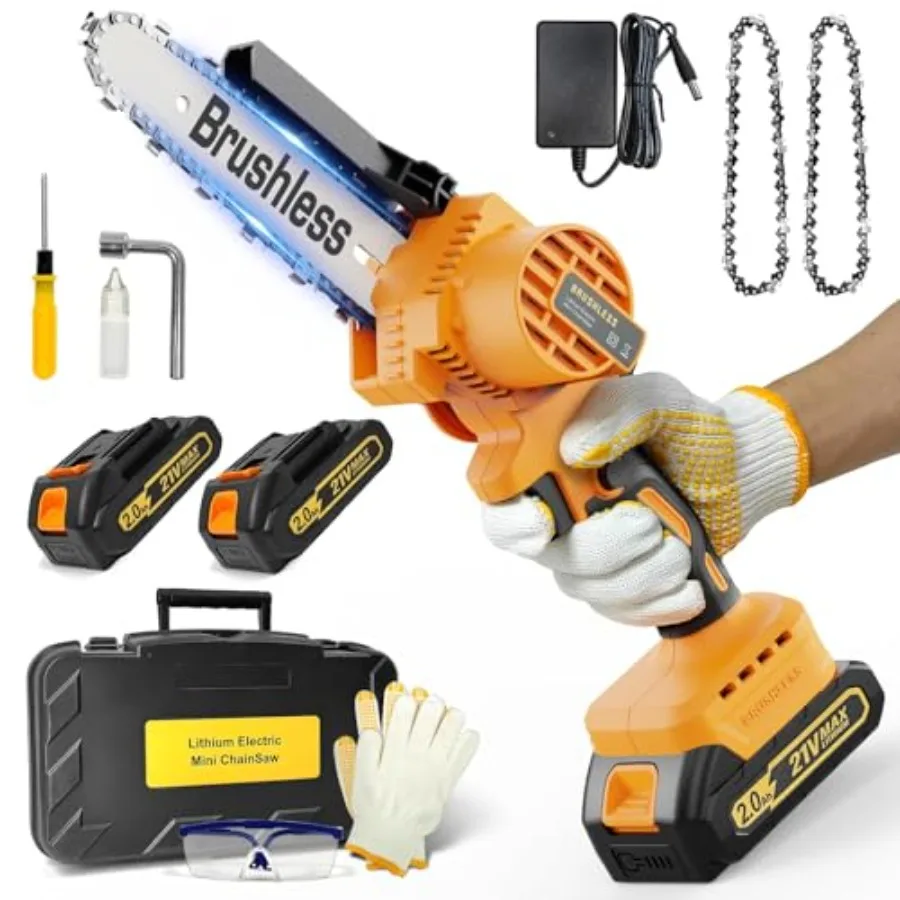 Мини-бензопила аккумуляторная 6 дюймов, бесщеточная, электрическая, с 2 аккумуляторами по 2000 мАч, для обрезки сада
Мини-бензопила аккумуляторная 6 дюймов, бесщеточная, электрическая, с 2 аккумуляторами по 2000 мАч, для обрезки сада