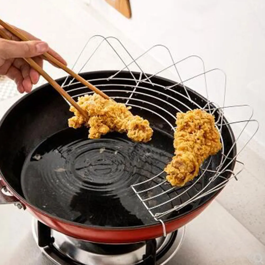 Stainless Steel Draining Rack Kitchen Oil Filter Half Circle Food Frying Rack Roasting Cooling Food Frying Metal
Stainless Steel Draining Rack Kitchen Oil Filter Half Circle Food Frying Rack Roasting Cooling Food Frying Metal