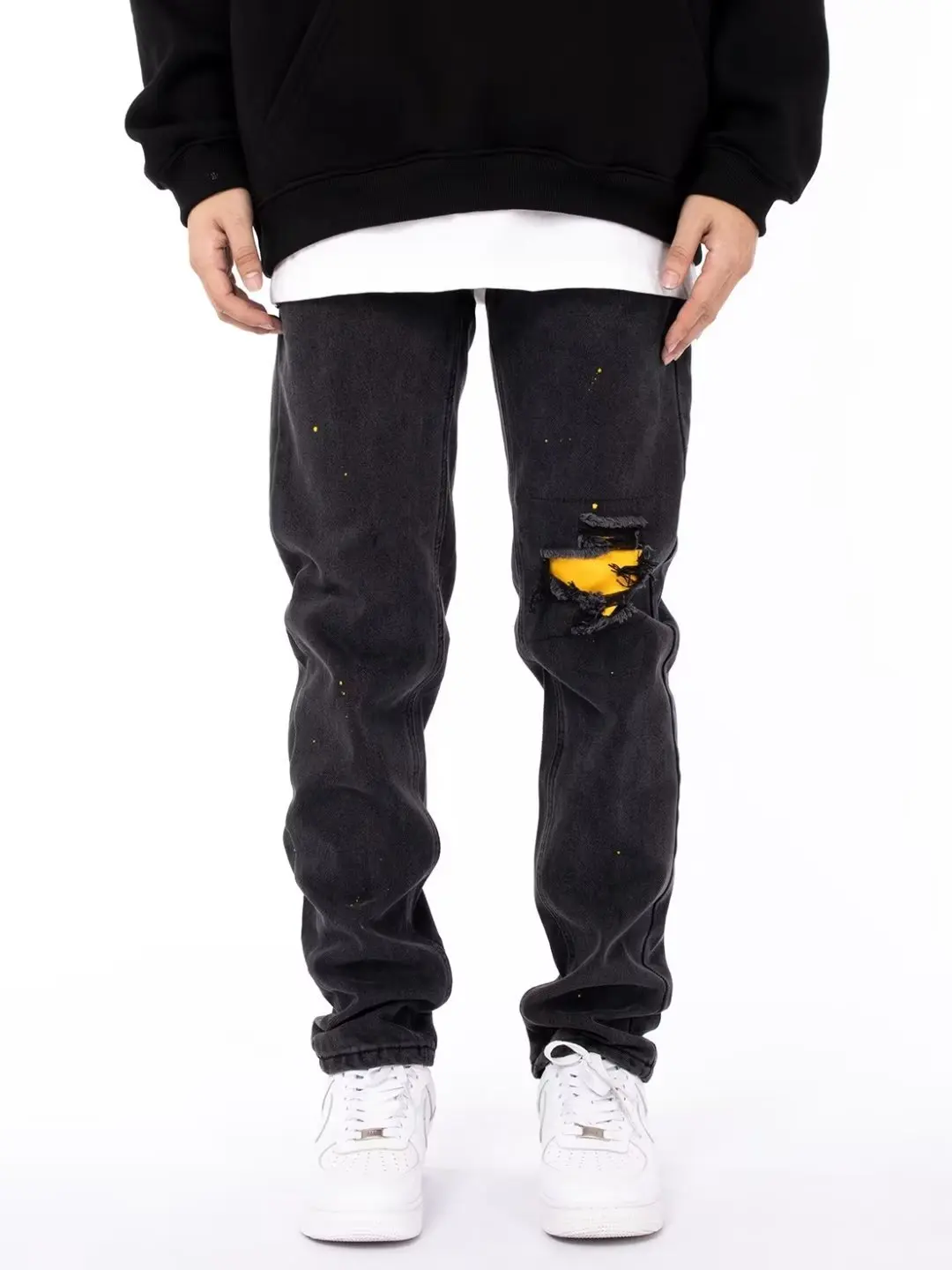 Four Seasons Men's High Street Trendy Slim Black Jeans Pants American Casual Straight Hole Patch Denim Trousers Male Streetwear
Four Seasons Men's High Street Trendy Slim Black Jeans Pants American Casual Straight Hole Patch Denim Trousers Male Streetwear