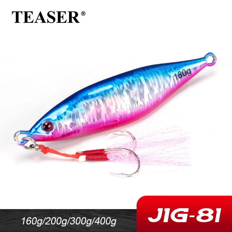 TEASER J81 S Shape 160g-400g Slow Sinking Jig Spoon Spinner Shore Casting Artificial Lure Snapper Vertical Metal Fishing Lures
TEASER J81 S Shape 160g-400g Slow Sinking Jig Spoon Spinner Shore Casting Artificial Lure Snapper Vertical Metal Fishing Lures