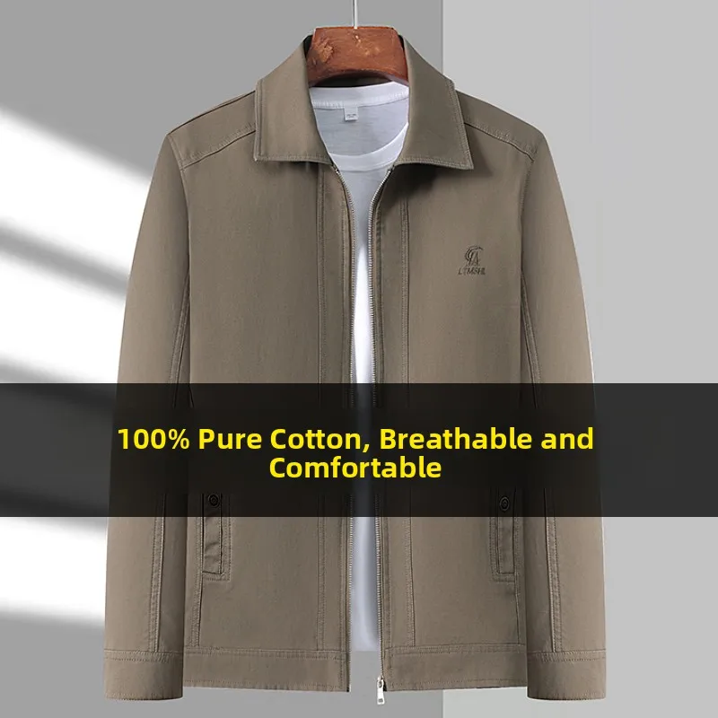 Pure Cotton Casual Collar Jaet Men's Loose Fit Spring Autumn Outerwear Breathable Busin Gentleman Sle andpa irt
Pure Cotton Casual Collar Jaet Men's Loose Fit Spring Autumn Outerwear Breathable Busin Gentleman Sle andpa irt