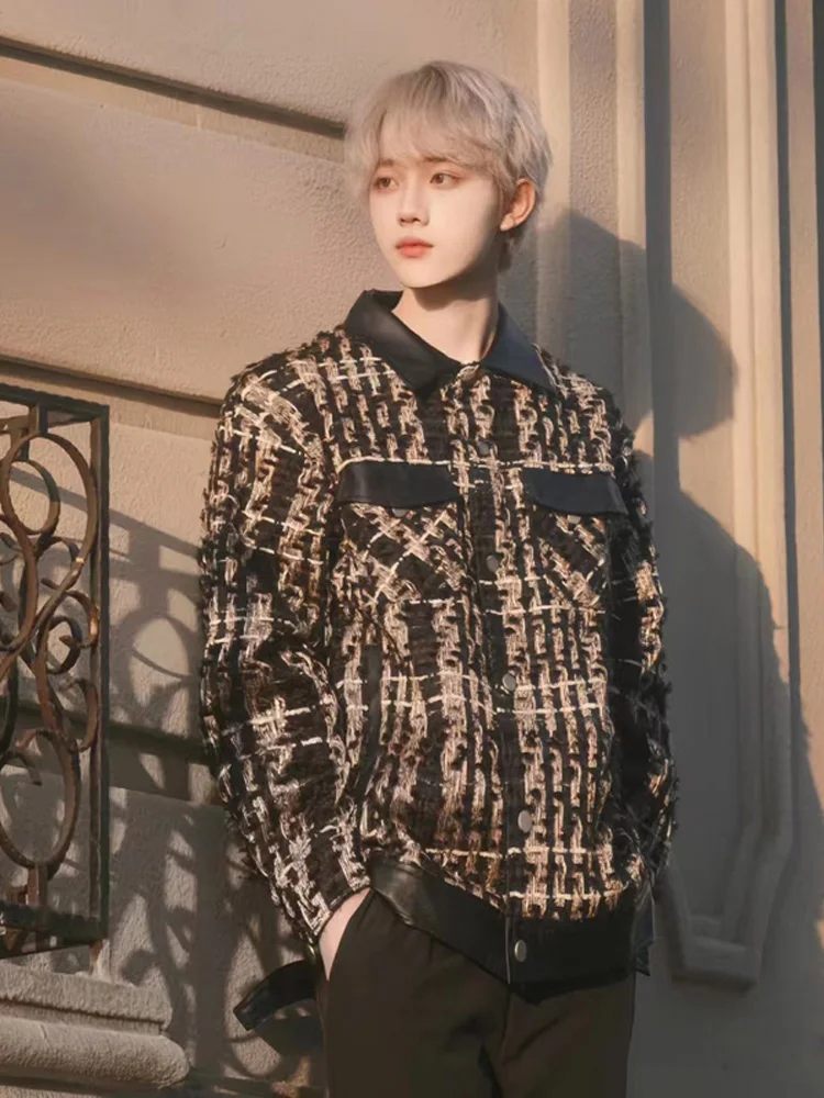 Modern Sle Men's PU Leather Jaet Spring Autumn Flip Collar Design Knitted Outerwear Cool Haome Youth Faion
Modern Sle Men's PU Leather Jaet Spring Autumn Flip Collar Design Knitted Outerwear Cool Haome Youth Faion