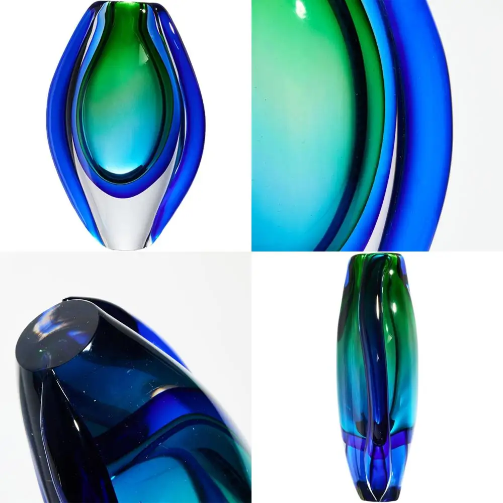 Hand Blown Sommerso Glass Vase, 8.5 Tall, Emerald Green, Centerpiece, Table Decor, Art Glass, Oval Shape, Elegant Home Accent
Hand Blown Sommerso Glass Vase, 8.5 Tall, Emerald Green, Centerpiece, Table Decor, Art Glass, Oval Shape, Elegant Home Accent