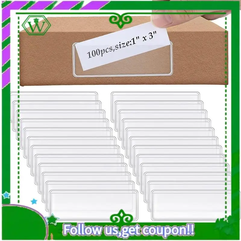 Reliable-100Pcs Self Adhesive Label Holder Shelf Tag 3 X 1 Inch Sticking Index Card Pocket Clear Plastic Shelf Tag
Reliable-100Pcs Self Adhesive Label Holder Shelf Tag 3 X 1 Inch Sticking Index Card Pocket Clear Plastic Shelf Tag