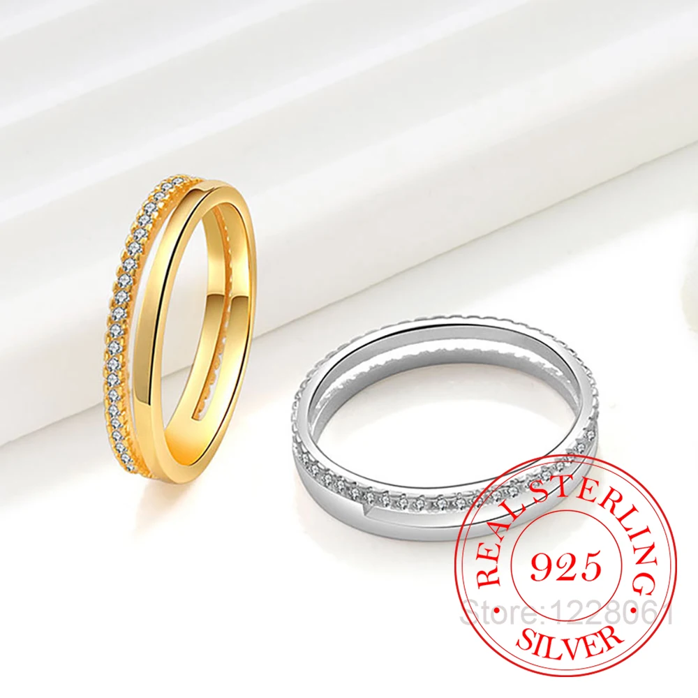 925 Sterling Silver GeometrIc 2 Circle Full Zircon Finger Rings for Women Wedding Engagement Party Jewelry Elegant Prom Gift
925 Sterling Silver GeometrIc 2 Circle Full Zircon Finger Rings for Women Wedding Engagement Party Jewelry Elegant Prom Gift