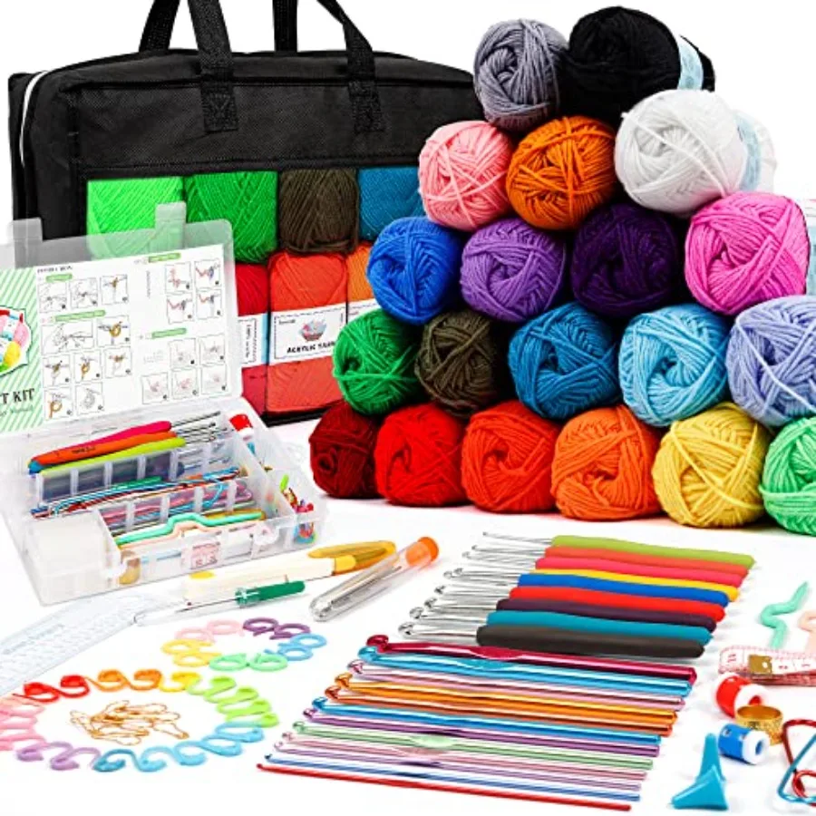 20 Large Acrylic Yarn Skeins-105 PCS Crochet Kit with Hooks Yarn Set Premium Bundle Includes 2000 Yards Yarn Balls Needles Acce
20 Large Acrylic Yarn Skeins-105 PCS Crochet Kit with Hooks Yarn Set Premium Bundle Includes 2000 Yards Yarn Balls Needles Acce