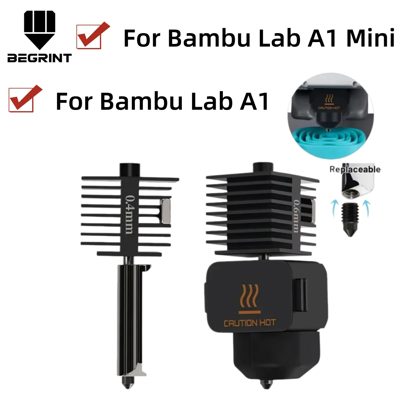 High-Flow Hotend kit for Bambu Lab A1/A1 Mini–Nozzle Set 0.2/0.4/0.6/0.8, silicone sock for 3D Printer Durable Hotend Assembly
High-Flow Hotend kit for Bambu Lab A1/A1 Mini–Nozzle Set 0.2/0.4/0.6/0.8, silicone sock for 3D Printer Durable Hotend Assembly