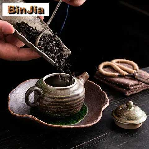 Handmade Kiln Change Turquoise Green Glaze Teapot Elegant Tea Infuser Pot Tea Brewing Kettle With Ball Hole Tea Items Craft Gift