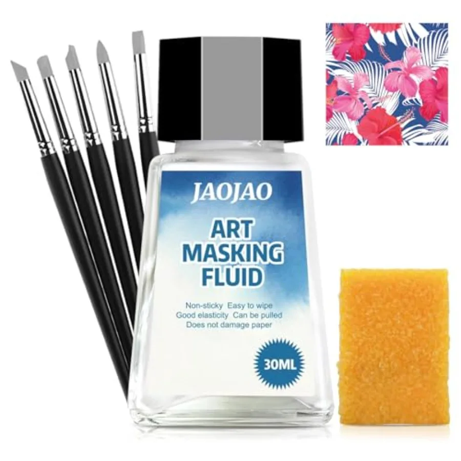 Masking Fluid for Watercolor Painting, Watercolor Masking Fluid with Silicone Pen and Eraser, Peelable Retouching and Covering
Masking Fluid for Watercolor Painting, Watercolor Masking Fluid with Silicone Pen and Eraser, Peelable Retouching and Covering