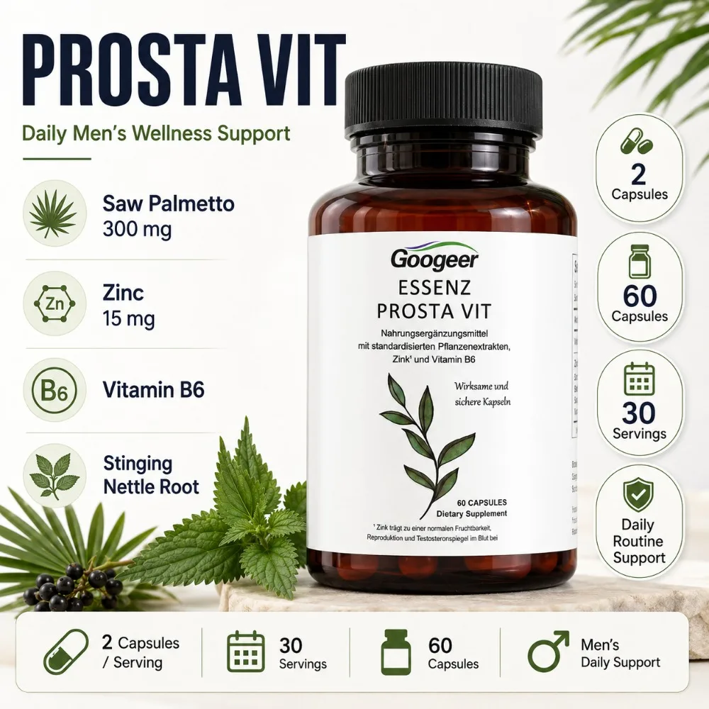 Googeer Prostate Support Capsules, Saw Palmetto Extract, Stinging Nettle, Zinc, Vitamin B6, 60 Capsules, Men's Daily Support
Googeer Prostate Support Capsules, Saw Palmetto Extract, Stinging Nettle, Zinc, Vitamin B6, 60 Capsules, Men's Daily Support