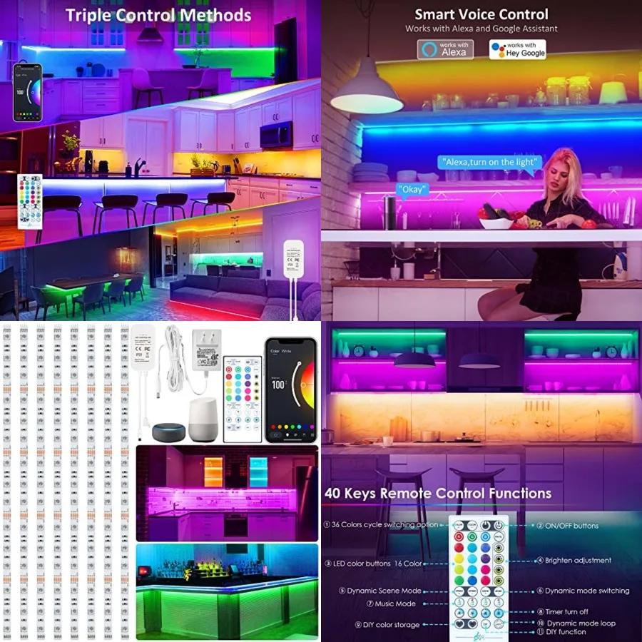 8 PCS 3.3FT Smart RGB Under Cabinet Lights Kit, Work with Alexa and Google Assistant, App and Remote Control, Music Sync Color
8 PCS 3.3FT Smart RGB Under Cabinet Lights Kit, Work with Alexa and Google Assistant, App and Remote Control, Music Sync Color