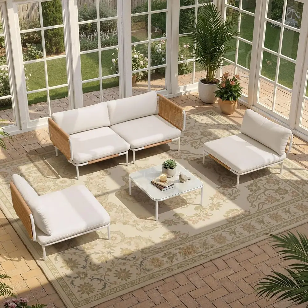 5-Piece Outdoor Sectional Sofa Set with Coffee Table - 31 Deep Seating for Patio, Weather-Resistant Low-Profile 11 Seats, Beige
5-Piece Outdoor Sectional Sofa Set with Coffee Table - 31 Deep Seating for Patio, Weather-Resistant Low-Profile 11 Seats, Beige